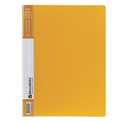 Папка 40 вкладышей BRAUBERG &laquo;Contract&raquo;, желтая, вкладыши-антиблик, 0,7 мм, бизнес-класс, 221780