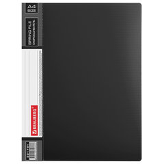 Папка с металлическим скоросшивателем и внутренним карманом BRAUBERG &laquo;Contract&raquo;, черная, до 100 л., 0,7 мм, бизнес-класс, 221781