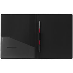 Папка с металлическим скоросшивателем и внутренним карманом BRAUBERG &laquo;Contract&raquo;, черная, до 100 л., 0,7 мм, бизнес-класс, 221781