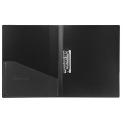 Папка с боковым металлическим прижимом и внутренним карманом BRAUBERG &laquo;Contract&raquo;, черная, до 100 л., 0,7 мм, бизнес-класс, 221786