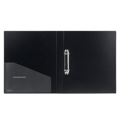 Папка на 2 кольцах BRAUBERG &laquo;Contract&raquo;, 35 мм, черная, до 270 листов, 0,9 мм, 221791