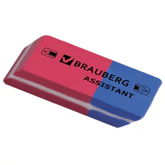 Набор ластиков BRAUBERG &laquo;Assistant 80&raquo;, 4 шт., 41&times;14&times;8 мм, красно-синие, прямоугольные, скошенные края, 222458