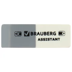 Ластик BRAUBERG &laquo;Assistant&raquo;, 41&times;14&times;8 мм, серо-белый, прямоугольный, скошенные края, 222461