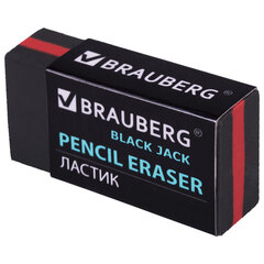 Ластик BRAUBERG &laquo;BlackJack&raquo;, 40&times;20&times;11 мм, черный, прямоугольный, картонный держатель, 222466