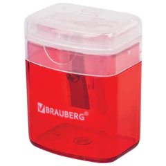 Точилка BRAUBERG &laquo;OfficeBox&raquo;, с контейнером и крышкой, прямоугольная, в упаковке с подвесом, ассорти, 222494