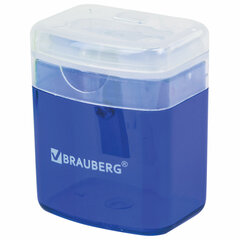 Точилка BRAUBERG &laquo;OfficeBox&raquo;, с контейнером и крышкой, прямоугольная, в упаковке с подвесом, ассорти, 222494