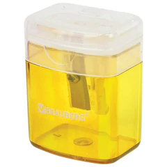 Точилка BRAUBERG &laquo;OfficeBox&raquo;, с контейнером и крышкой, прямоугольная, в упаковке с подвесом, ассорти, 222494