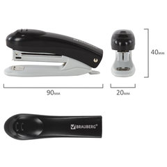 Степлер №10 BRAUBERG &laquo;Original&raquo;, до 12 листов, с антистеплером, черный, 222529