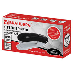 Степлер №10 BRAUBERG &laquo;Original&raquo;, до 12 листов, с антистеплером, черный, 222529