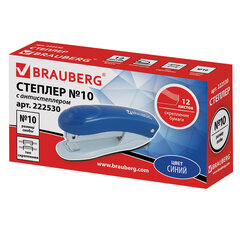 Степлер №10 BRAUBERG &laquo;Original&raquo;, до 12 листов, с антистеплером, синий, 222530