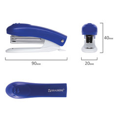 Степлер №10 BRAUBERG &laquo;Original&raquo;, до 12 листов, с антистеплером, синий, 222530