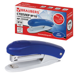 Степлер №10 BRAUBERG &laquo;Original&raquo;, до 12 листов, с антистеплером, синий, 222530