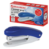 Степлер №10 BRAUBERG "Original", до 12 листов, с антистеплером, синий, 222530
