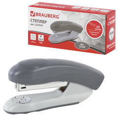 Степлер №24/<wbr/>6, 26/<wbr/>6 BRAUBERG &laquo;Original&raquo;, до 25 листов, серый, 222535