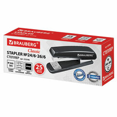 Степлер №24/<wbr/>6, 26/<wbr/>6 BRAUBERG &laquo;Classic&raquo;, до 25 листов, черный, 222546