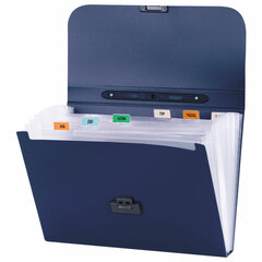 Папка-портфель пластиковая BRAUBERG &laquo;Energy&raquo; А4 (330&times;256&times;32 мм), 7 отделений, синяя, 222572