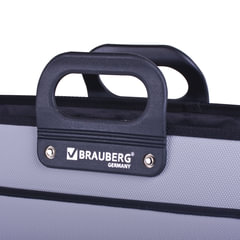 Папка-портфель пластиковая БОЛЬШОГО ФОРМАТА BRAUBERG &laquo;ПОРТФОЛИО&raquo;, А3 (470&times;380&times;130 мм), 3 отделения, серая, 223080