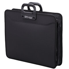 Папка-портфель пластиковая БОЛЬШОГО ФОРМАТА BRAUBERG &laquo;ПОРТФОЛИО&raquo; А3 (470&times;380&times;130 мм), 3 отделения, черная, 223081