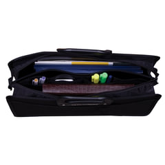 Папка-портфель пластиковая BRAUBERG &laquo;ПРЕМЬЕР&raquo; А4 (390&times;315&times;120 мм) 3 отделения, фактура &laquo;бисер&raquo;, черная, 223082