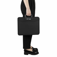 Папка-портфель пластиковая BRAUBERG &laquo;ПРЕМЬЕР&raquo; А4 (390&times;315&times;120 мм) 3 отделения, фактура &laquo;бисер&raquo;, черная, 223082