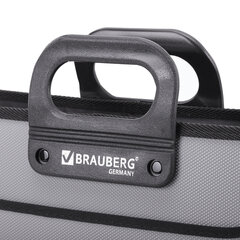 Папка-портфель пластиковая BRAUBERG ПРЕМЬЕР А4 (390&times;315&times;120 мм), 3 отделения, фактура &laquo;бисер&raquo;, серая, 223083