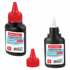Краска штемпельная BRAUBERG, красная, 45 мл, на водной основе, 223598