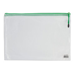 Папка-конверт на молнии А4 (335&times;243 мм), молния ассорти, ПВХ, сетка, прозрачная, 0,2 мм, BRAUBERG &laquo;Segment&raquo;, 223886