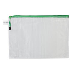 Папка-конверт на молнии А4 (335&times;243 мм), молния ассорти, ПВХ, сетка, прозрачная, 0,2 мм, BRAUBERG &laquo;Segment&raquo;, 223886