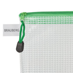 Папка-конверт на молнии А4 (335&times;243 мм), молния ассорти, ПВХ, сетка, прозрачная, 0,2 мм, BRAUBERG &laquo;Segment&raquo;, 223886