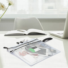 Папка-конверт на молнии А4 (335&times;243 мм), 2 отделения, ПВХ, прозрачная, 0,3 мм, BRAUBERG &laquo;Solid&raquo;, 223889