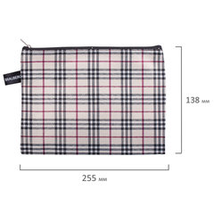 Папка-конверт на молнии МАЛОГО ФОРМАТА (238&times;180 мм), А5, ткань в клетку, BRAUBERG &laquo;Checked&raquo;, 223893
