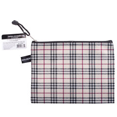 Папка-конверт на молнии МАЛОГО ФОРМАТА (238&times;180 мм), А5, ткань в клетку, BRAUBERG &laquo;Checked&raquo;, 223893