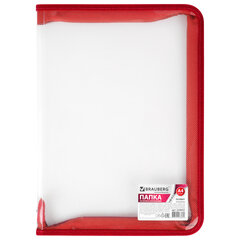 Папка на молнии пластиковая BRAUBERG &laquo;Диагональ&raquo;, А4, 325&times;230 мм, прозрачная, молния ассорти, 224052