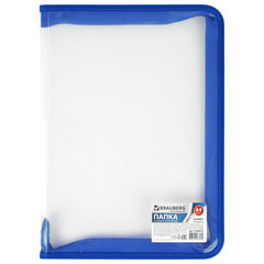 Папка на молнии пластиковая BRAUBERG &laquo;Диагональ&raquo;, А4, 325&times;230 мм, прозрачная, молния ассорти, 224052