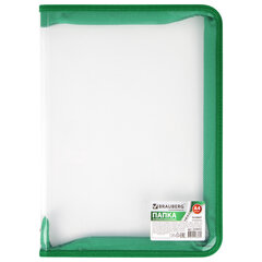 Папка на молнии пластиковая BRAUBERG &laquo;Диагональ&raquo;, А4, 325&times;230 мм, прозрачная, молния ассорти, 224052