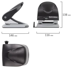 Дырокол BRAUBERG "Jet", до 40 листов, черный, 224341