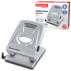 Дырокол металлический BRAUBERG &laquo;Metallic&raquo;, до 40 листов, серебристый, 224342