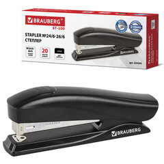Степлер №24/6, 26/6 BRAUBERG "ST-100", до 20 листов, черный, 224345