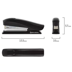 Степлер №24/<wbr/>6, 26/<wbr/>6 BRAUBERG &laquo;ST-100&raquo;, до 20 листов, черный, 224345