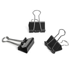 Зажимы для бумаг STAFF &laquo;EVERYDAY&raquo;, КОМПЛЕКТ 12 шт., 25 мм, на 100 листов, черные, картонная коробка, 224607