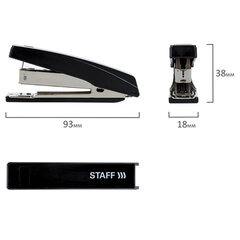 Степлер №10 STAFF &laquo;Basic&raquo;, до 10 листов, с антистеплером, черный, 224625