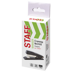 Степлер №24/<wbr/>6, 26/<wbr/>6 металлический STAFF &laquo;Manager&raquo;, до 20 листов, черный, 224627