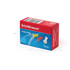 Силовые кнопки-гвоздики ERICH KRAUSE &laquo;Classic&raquo;, 50 штук, ассорти, в картонной коробке, 24877