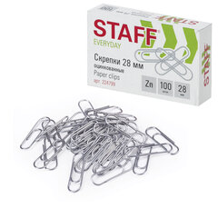 Изображение товара Скрепки STAFF Everyday 28 мм оцинкованные 100 шт в картонной коробке