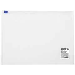 Папка-конверт на молнии А4 (230&times;333 мм), прозрачная, 0,12 мм, STAFF, 224979
