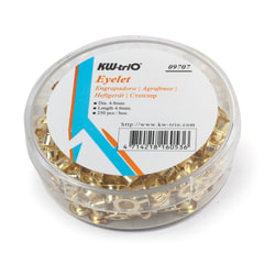 Люверсы омедненные KW-trio, комплект 250 шт., внутренний диаметр 4,8 мм, длина 4,6 мм, цвет золото, 9707