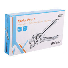 Дырокол на 1 отверстие для установки люверса (225143), диаметр отверстия 5 мм, до 30 листов, хром, KW-trio, 9718