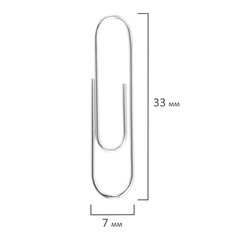 Скрепки ОФИСМАГ, 33 мм, никелированные, 100 шт., в картонной коробке, 225153