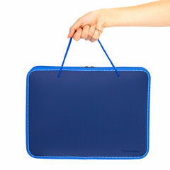 Папка на молнии пластиковая с ручками BRAUBERG, А4, 350&times;270&times;45 мм, фактура бисер, синяя, 225163