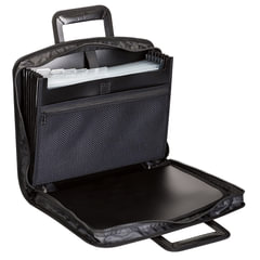 Папка-портфель пластиковая BRAUBERG А4+ (355&times;290&times;60 мм), выдвижные ручки, 9 отделений, 1 карман, черная, 225168